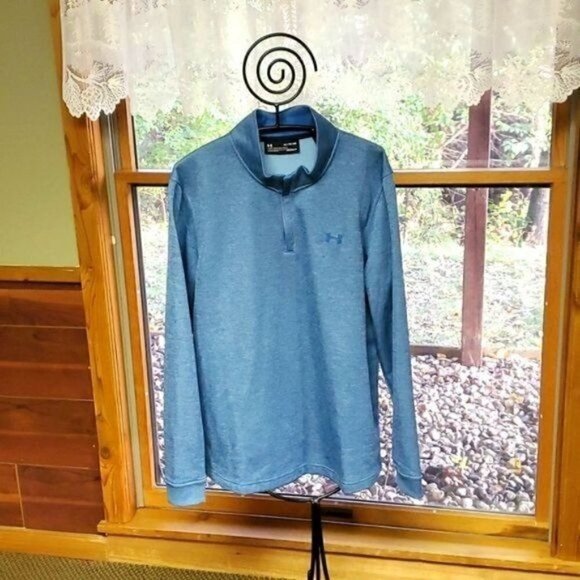 Under Armour Loose ColdGear Embroidered Sz. XL 1/4 Zip Blue Pullover Shirt - Picture 1 of 10